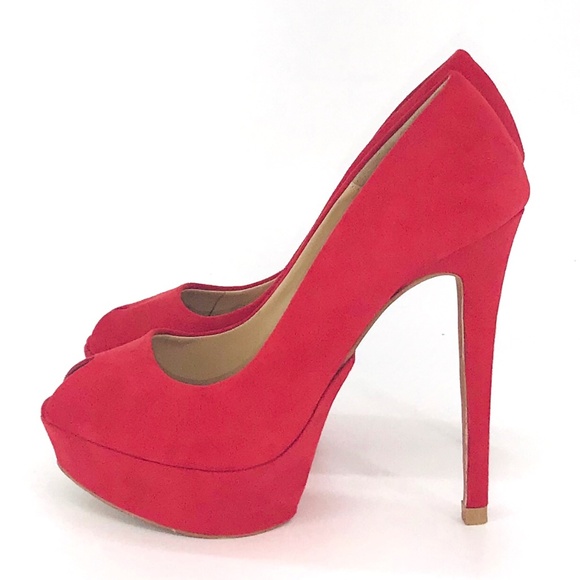 Zara Women Red Platform Heels Size 6.5 - Picture 5 of 7